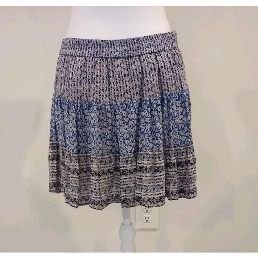 BCBG Womens M Paula Skater Skirt Colbalt Blue Y2K Boho Festival